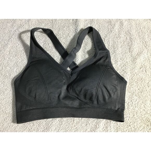 Plus Size 2X Black Crossback Sports Bra - Nylon Spandex - Picture 1 of 3
